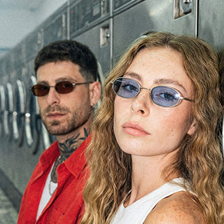 Two models wearing sunglasses, ForkEyewear