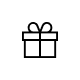 Black icon of a gift box on a white background